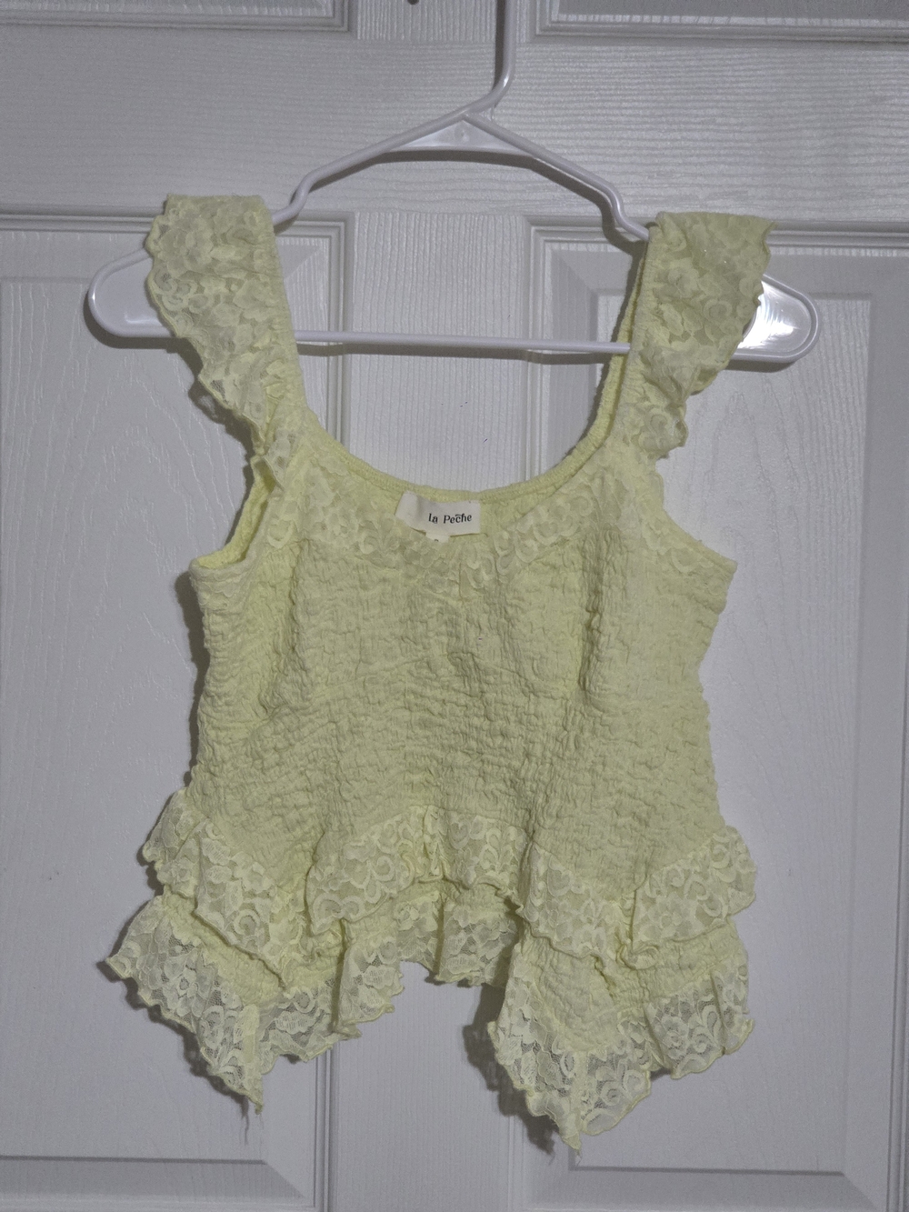 Lemon Lace Ruffle Crop Top